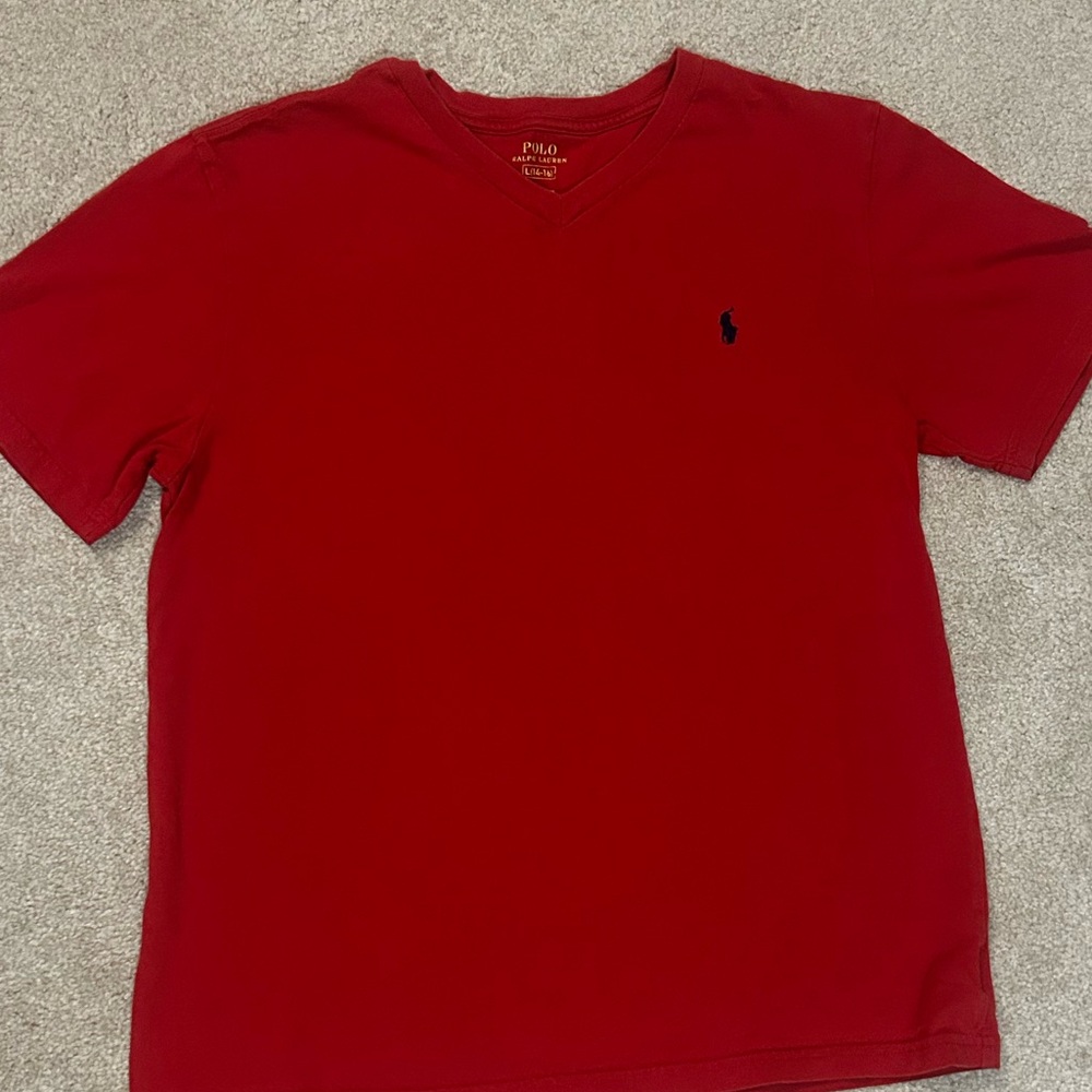 Polo by Ralph Lauren Kids Classic Red V Neck Tee, size 14-16